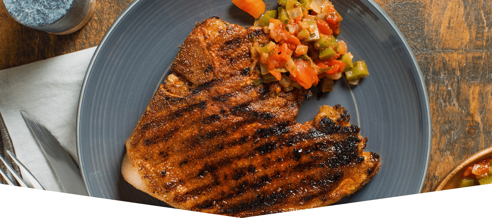 Grilled pork on plate ready to serve