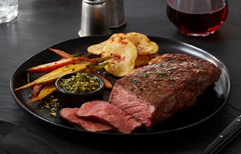 seared pesto strip steak