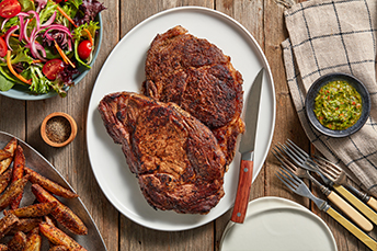 Southwest Ribeye Steaks with Oven Fries